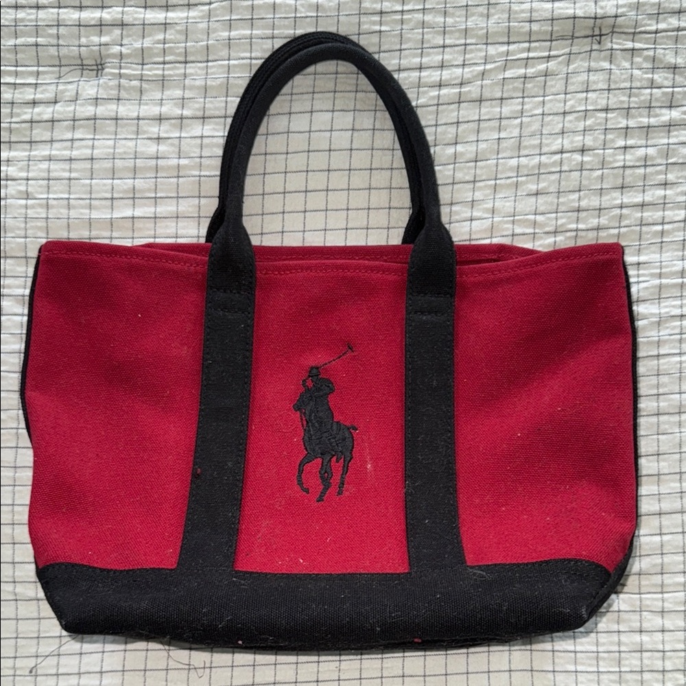 Polo by Ralph Lauren Red and Black Tote Bag Classic Design
